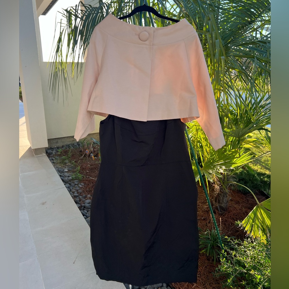 ELEGANT SLEEVELESS DRESS WITH BOLERO JACKET SIZE 14